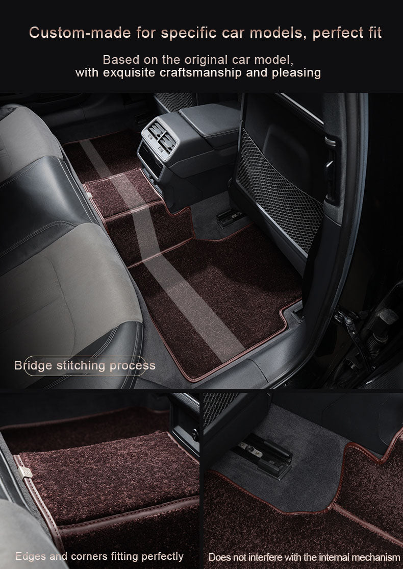Bespoke Master Custom Fit Double Layer Nappa Leather Car Floor Mat Nylon Carpet for Tesla