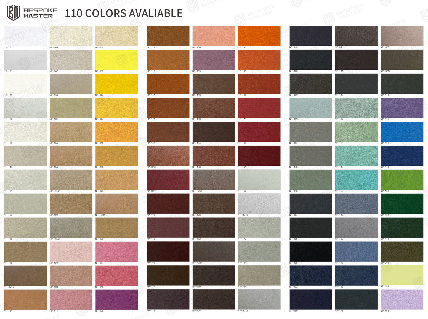 110 color nappa leather for car interior