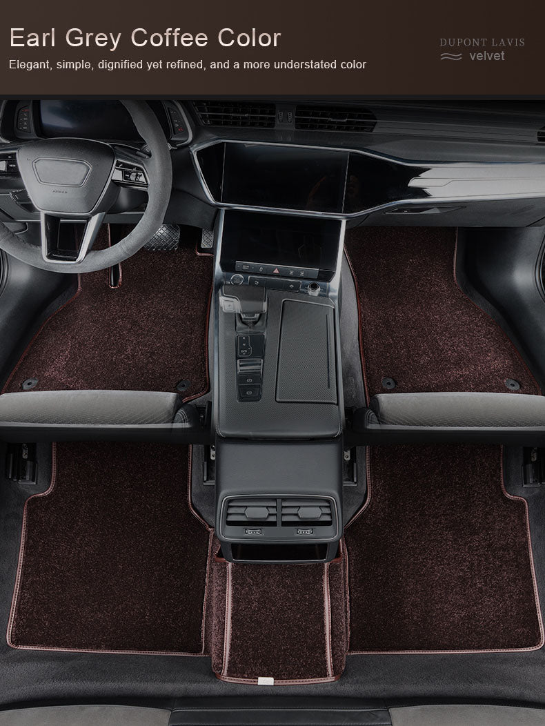 Bespoke Master Custom Fit Double Layer Nappa Leather Car Floor Mat Nylon Carpet for Tesla