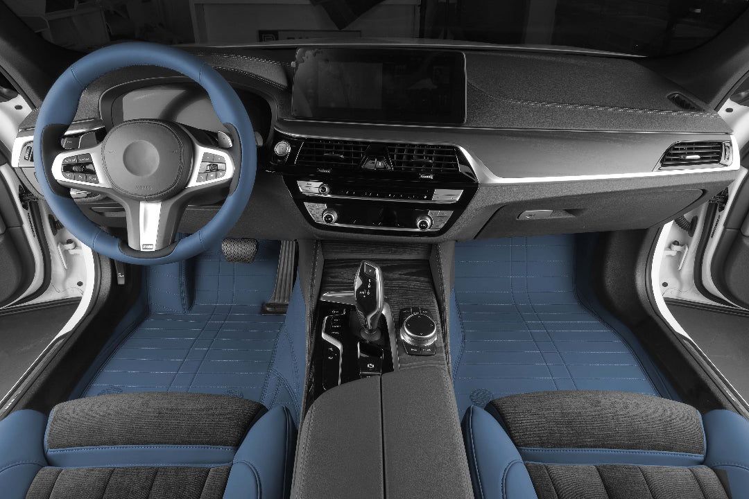 blue nappa leather with embroidery front car floor mat car mat ffor bmw