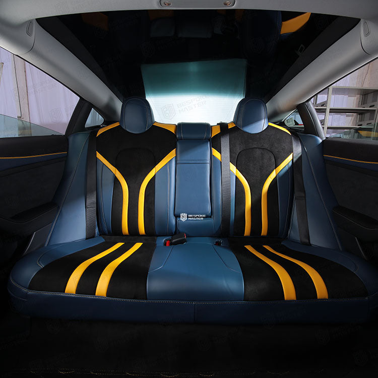 Velvet Suede Fabric and Nappa Leather Sporty Stylish Custom Car Seat Covers