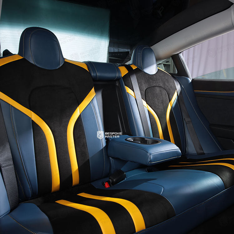 Velvet Suede Fabric and Nappa Leather Sporty Stylish Custom Car Seat Covers