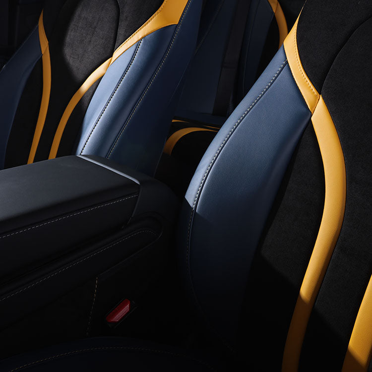 Velvet Suede Fabric and Nappa Leather Sporty Stylish Custom Car Seat Covers