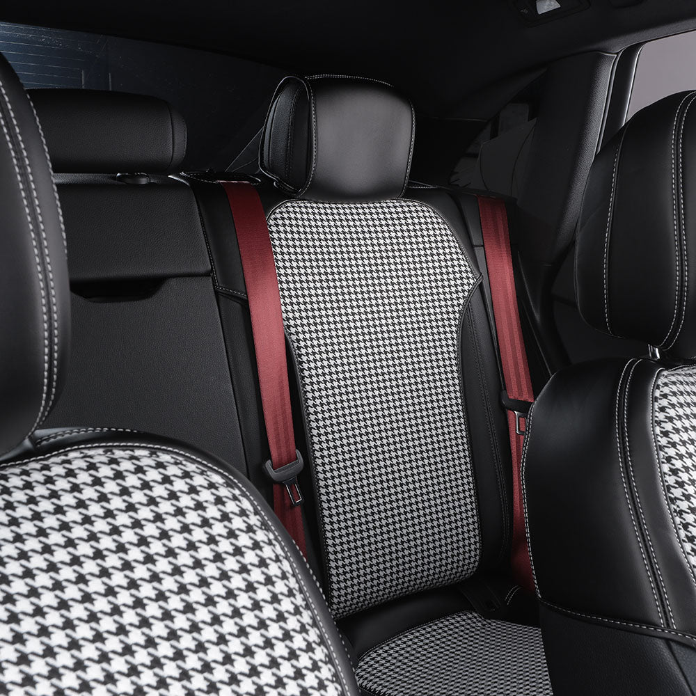 Bespoke Master Custom Fit Front and Rear Seat Covers Houndstooth Fabric Soft Nappa Leather Car Seat Covers For Porsche