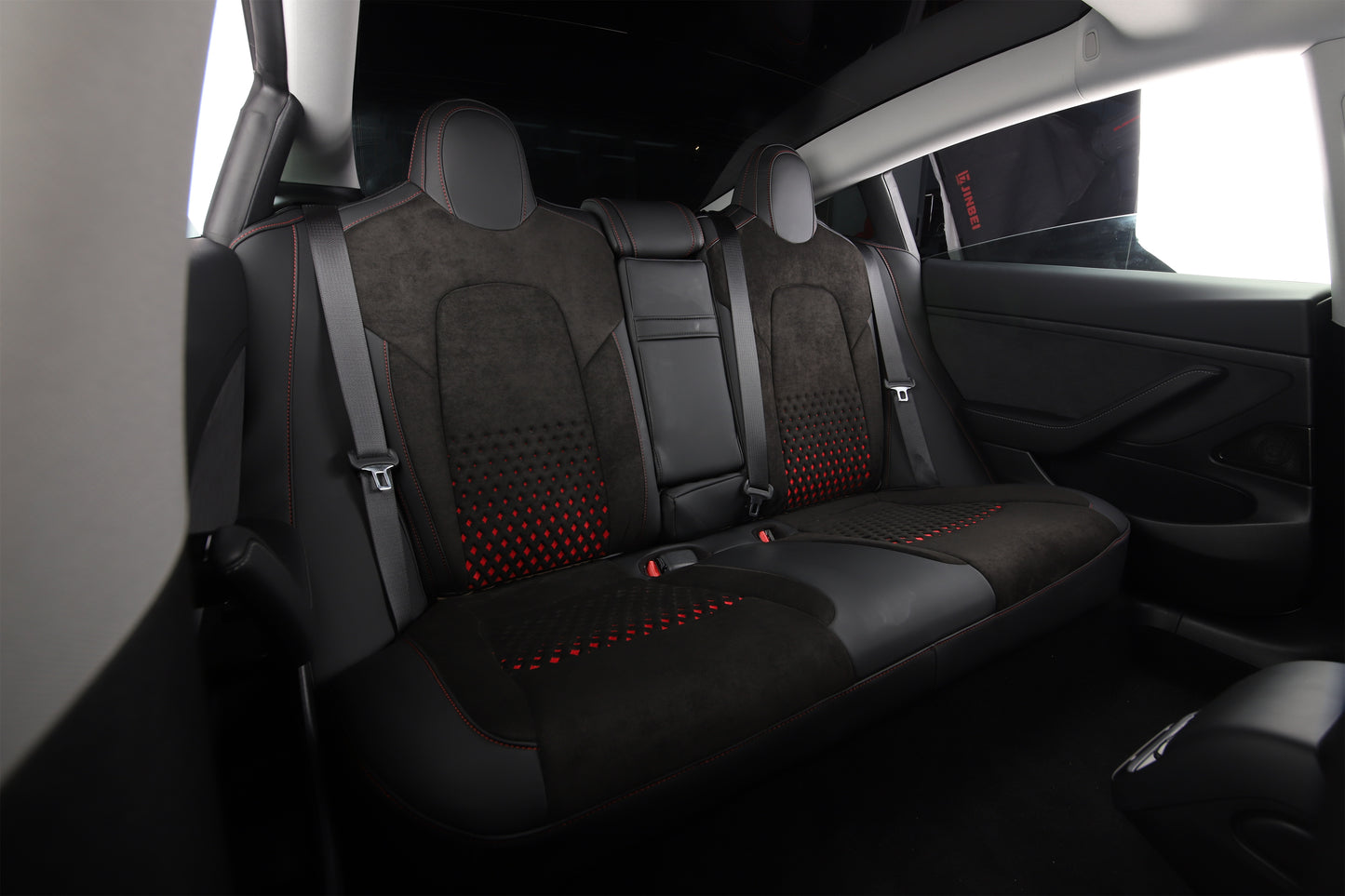 black velvet suede fabric with diamond stitching car seat cover