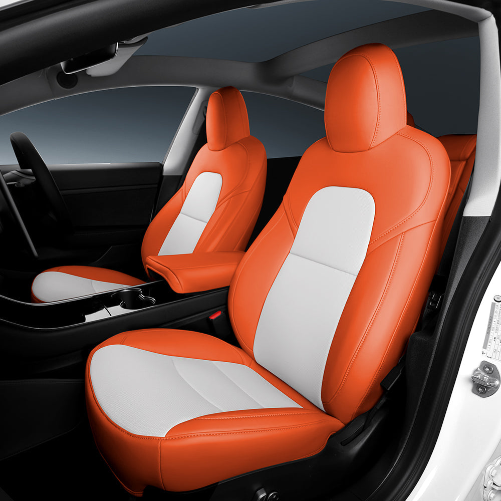 Orange and White Car Seat Cover Car Interior