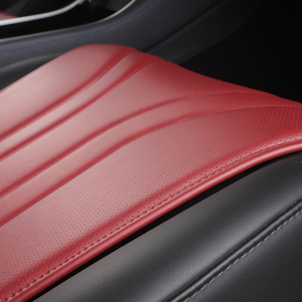 Perforated Ventilation Red Leather Seat Cushion for Tesla