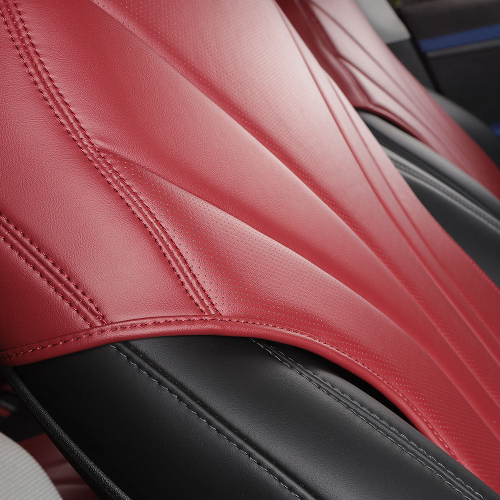 Red Leather Car Seat Cover for Tesla