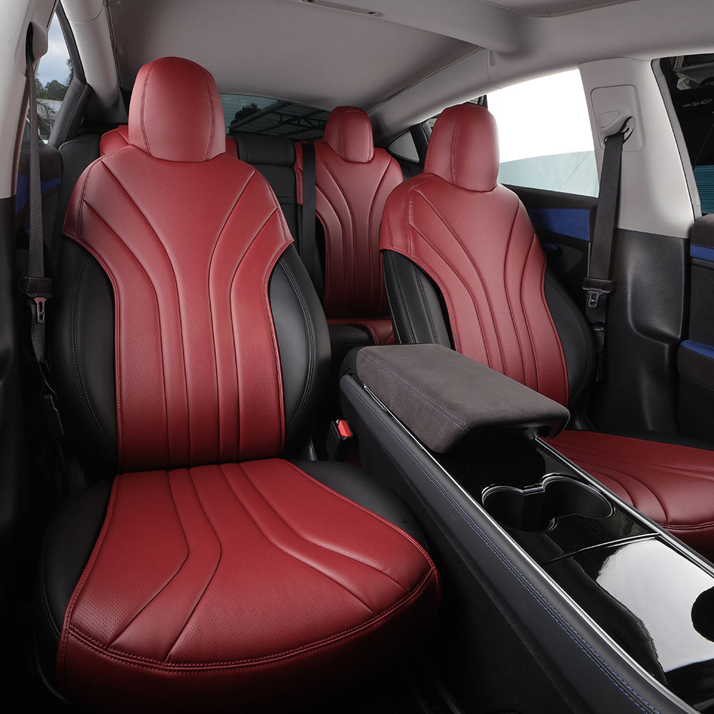Red Leather Front and Rear Seat Cover Car Seat Cushion for Tesla