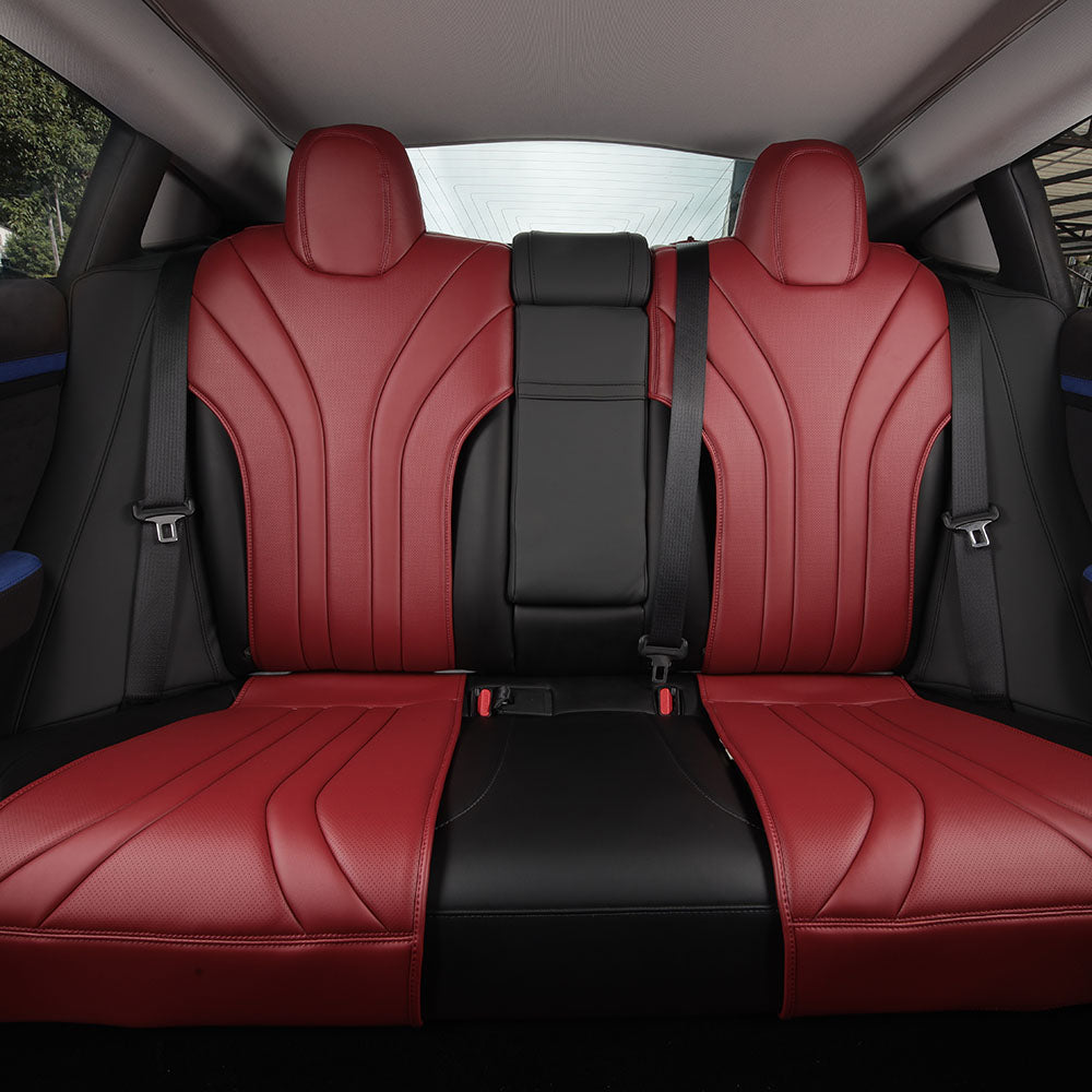 Red Leather Rear Car Seat Cushion for Tesla