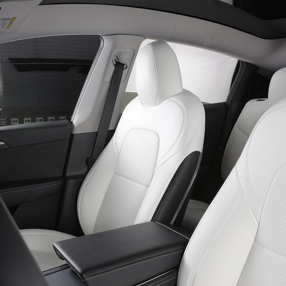 White Leather Flat Front Passanger Seat Cushion for Tesla