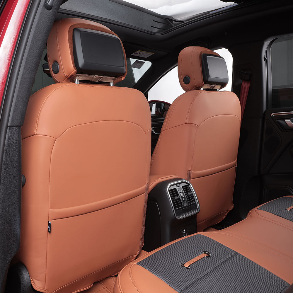 brown leather back seat cover for porsche