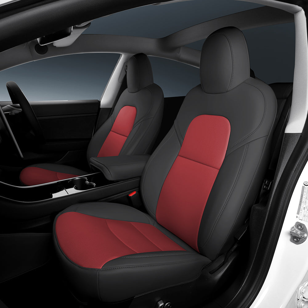 black and red car seat cover for tesla