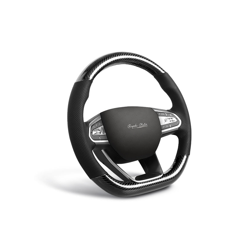 black carbon fiber and leather perforated ventilation steering wheel cover