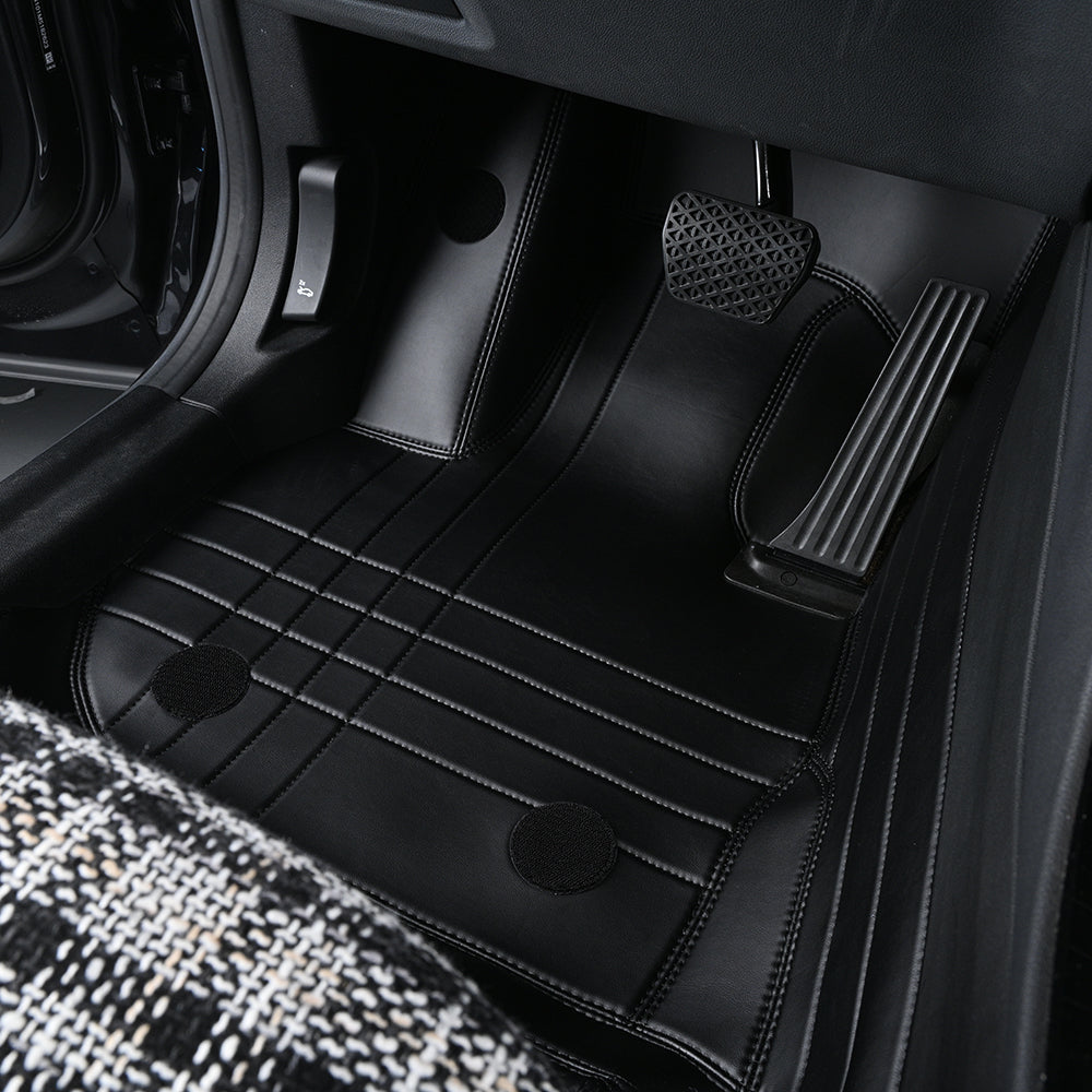 black leather with embroidery car floor mat car mat
