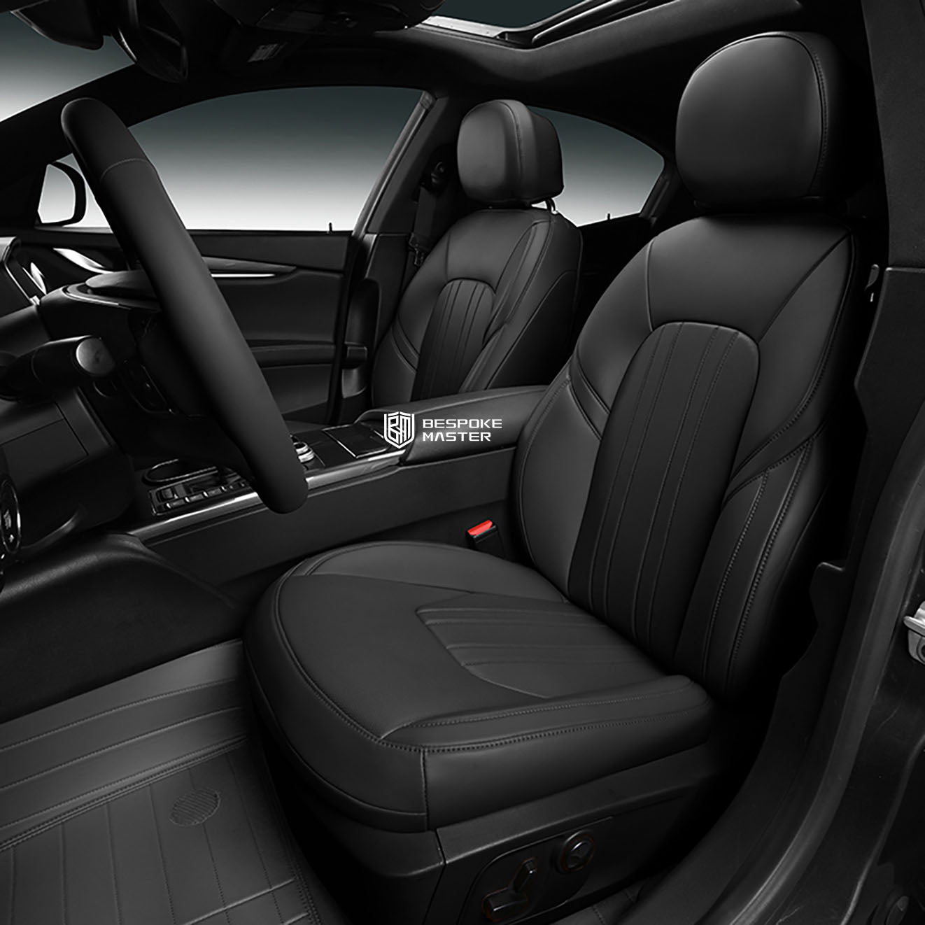 black nappa leather car seat cover for maserati