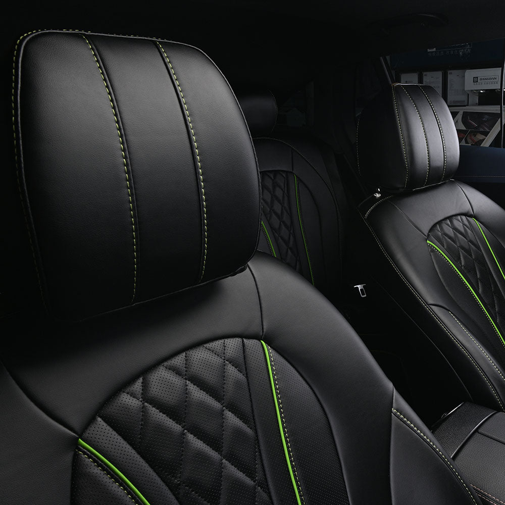 black nappa leather with gree stitching seat cover for mercedes-benz