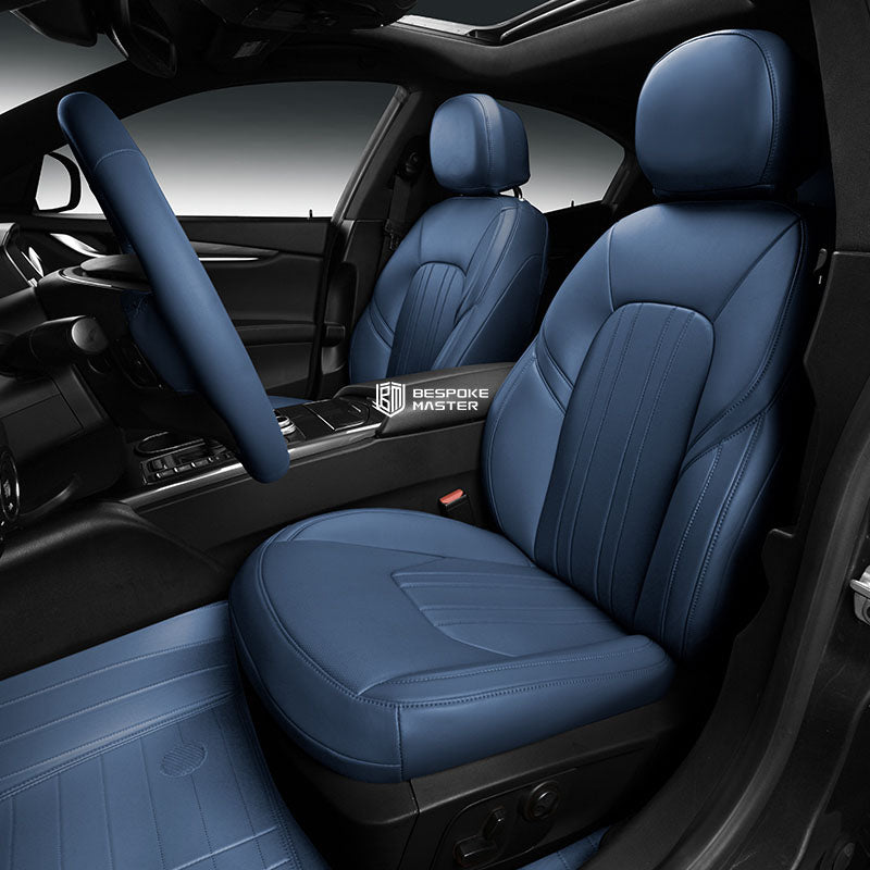 blue nappa leather car seat cover for maserati