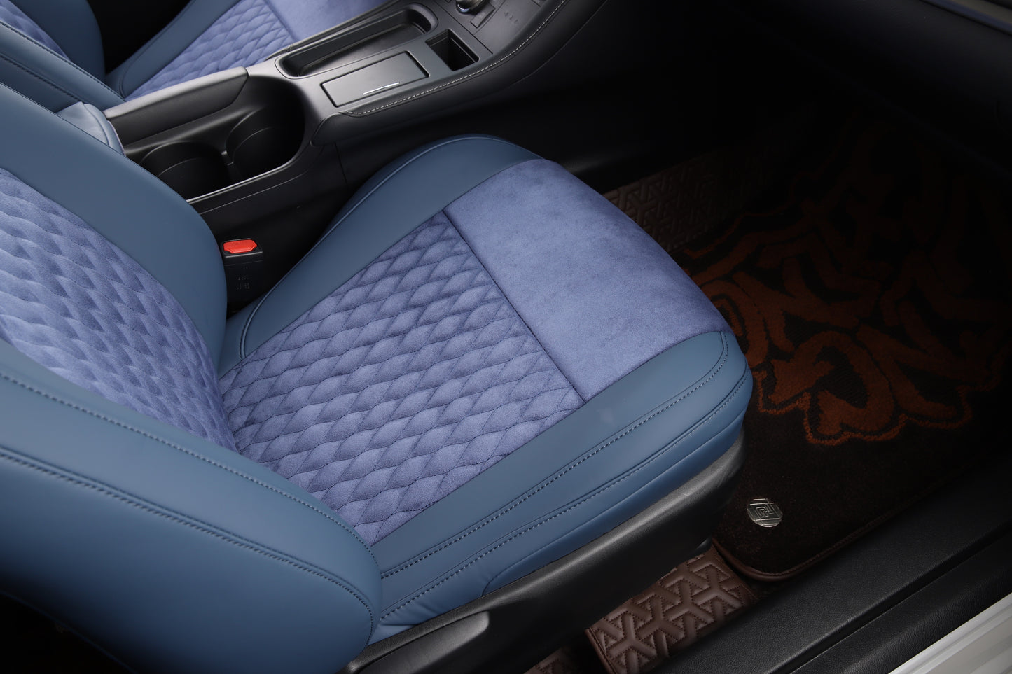 blue velvet suede and nappa leather seat cover for lexus