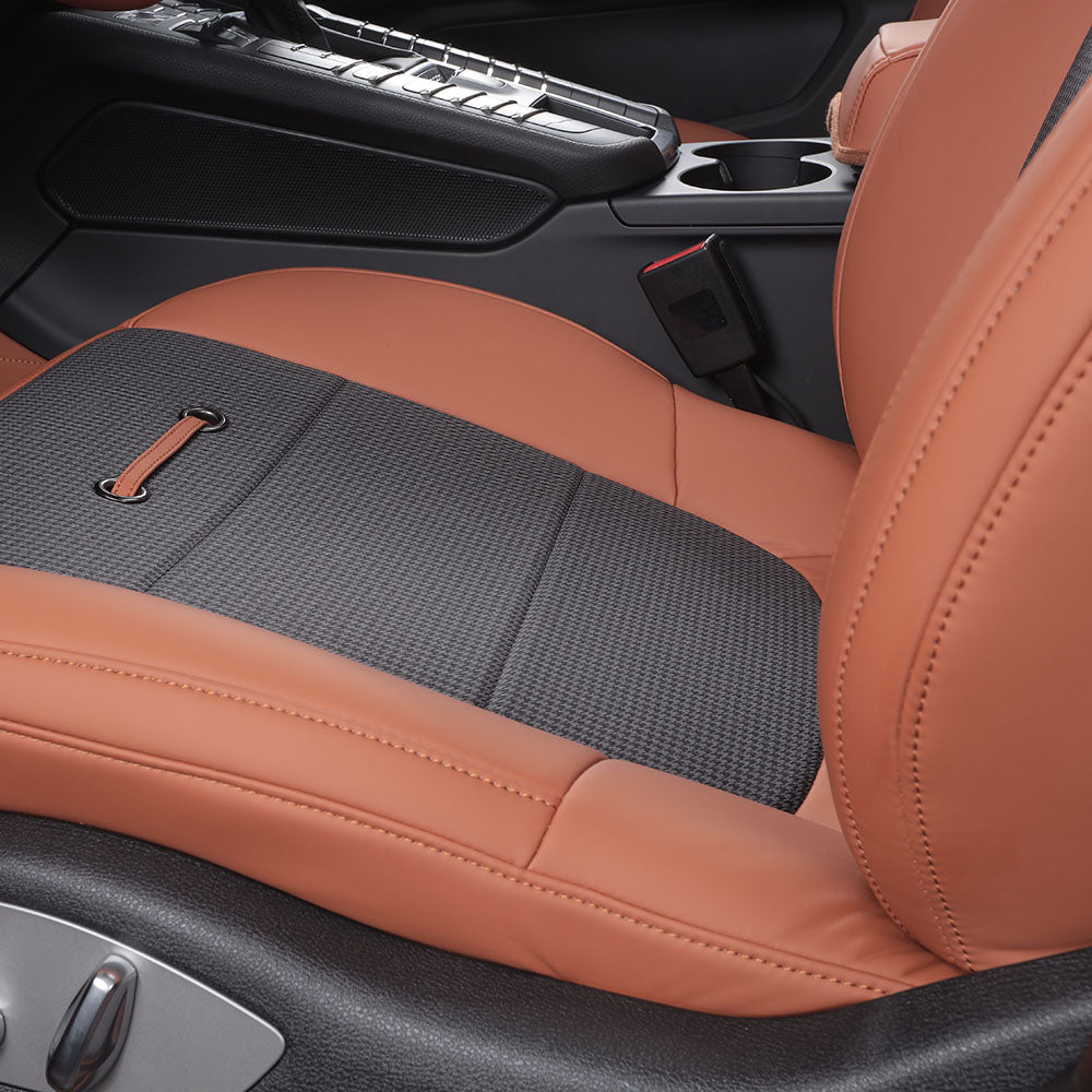 brown nappa leather and fabric seat cover for porsche