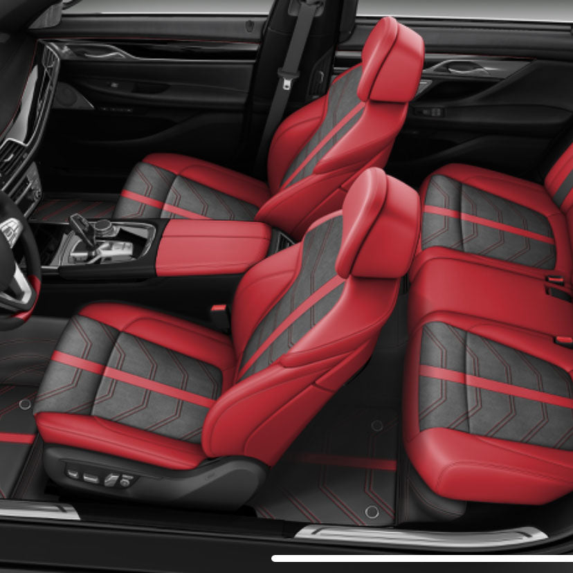 Bespoke Master Custom Fit Red and Black Original Texture Nappa Leather Car Seat Covers For BMW X5