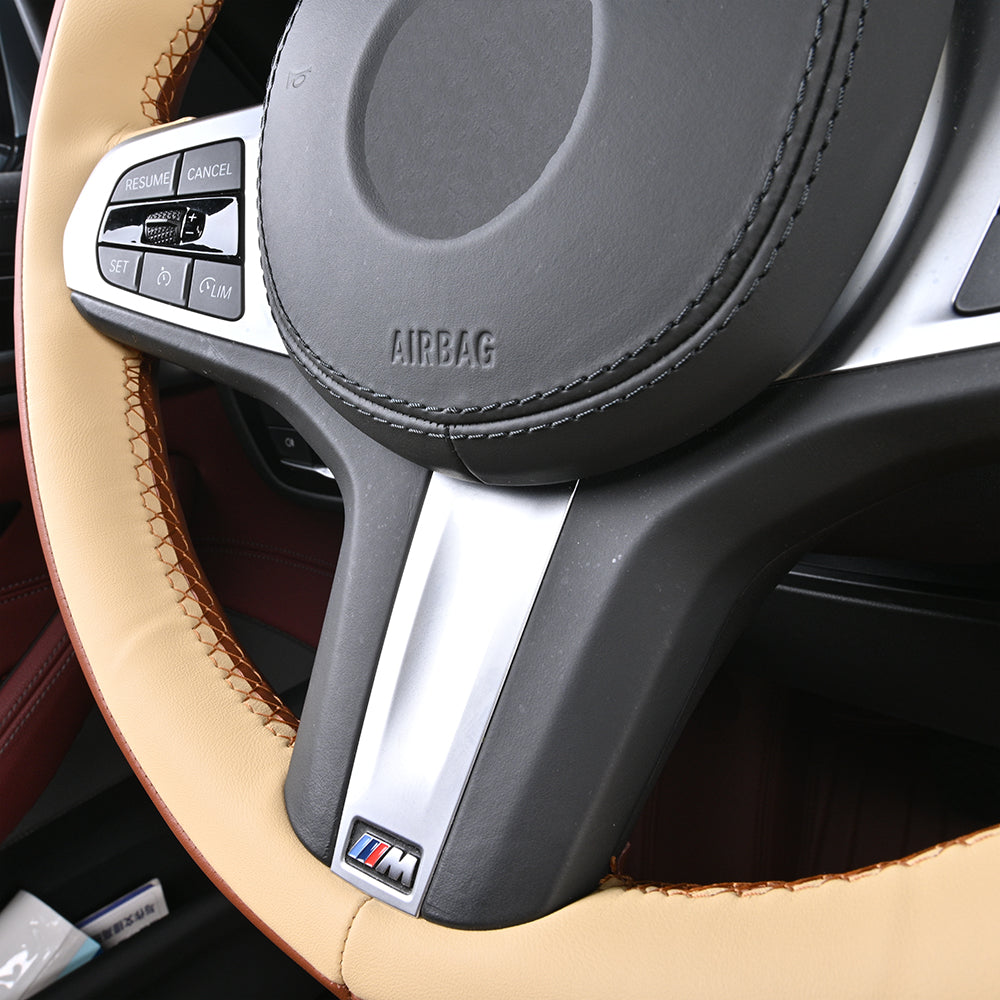 custom fit beige nappa leather car steering wheel cover for bmw