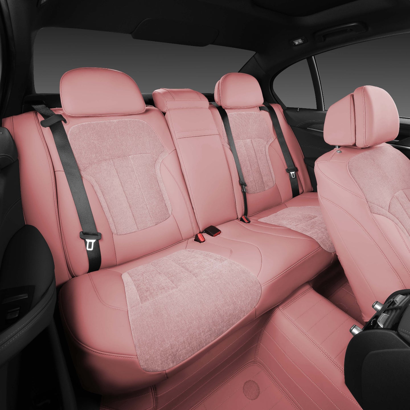 custom fit pink leather and cotton linen car seat cover for bmw