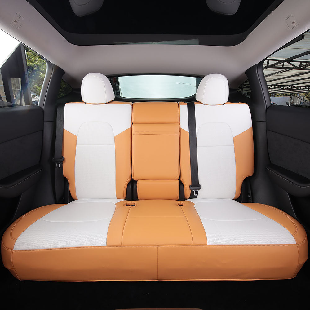 custom leather rear seat cover for tesla model y