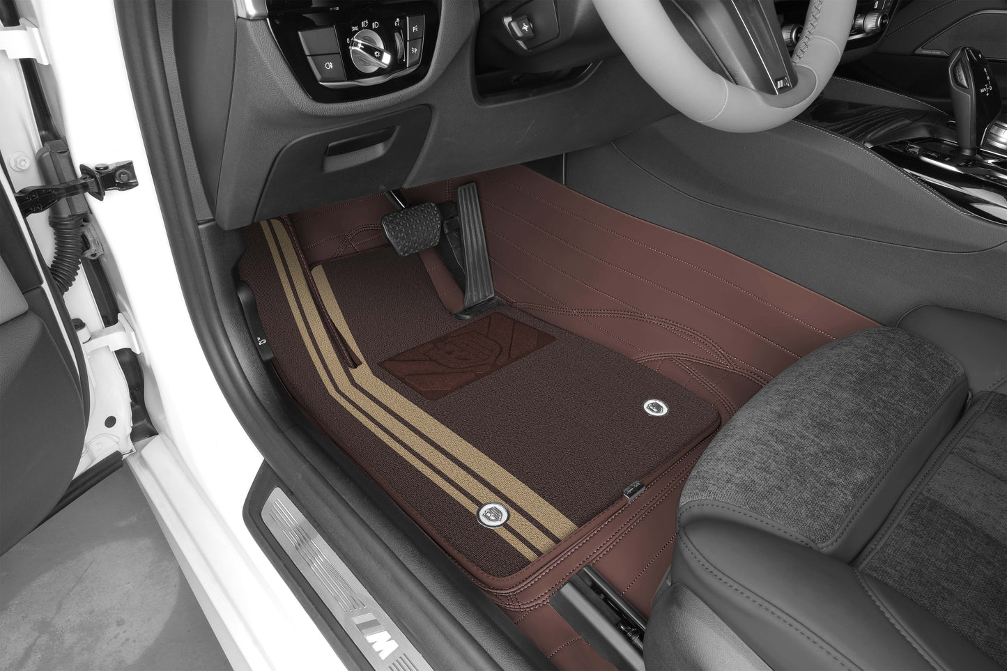 Bespoke Master Custom Fit Luxury Leather Embroidered PE Waterproof and Protection Car Floor Mat