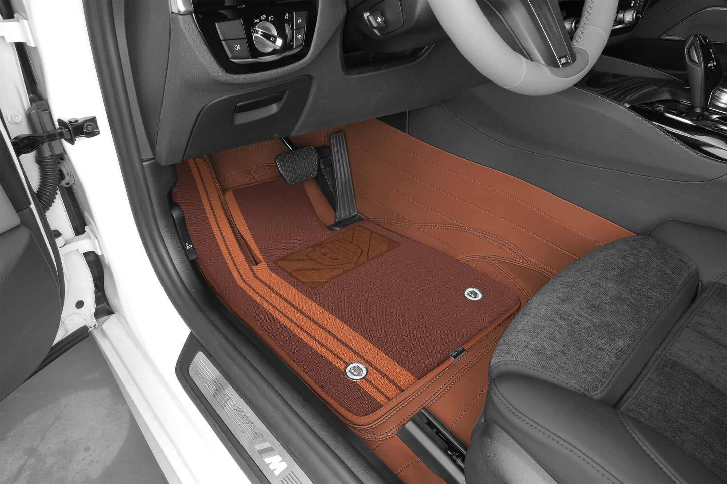 Bespoke Master Custom Fit Luxury Leather Embroidered PE Waterproof and Protection Car Floor Mat