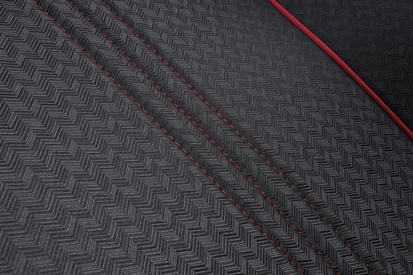 gray leather with red stitching and piping seat cover for land rover