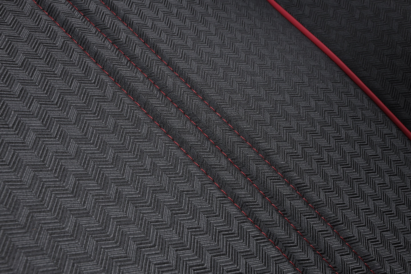 gray leather with red stitching and piping seat cover for land rover