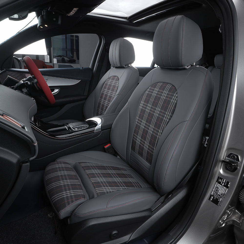 gray nappa leather and fabric seat cover for mercedes-benz
