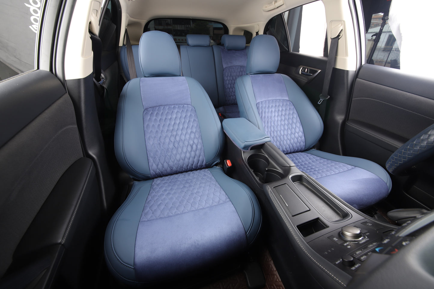 oem design blue leather and velvet suede fabric seat cover for lexus
