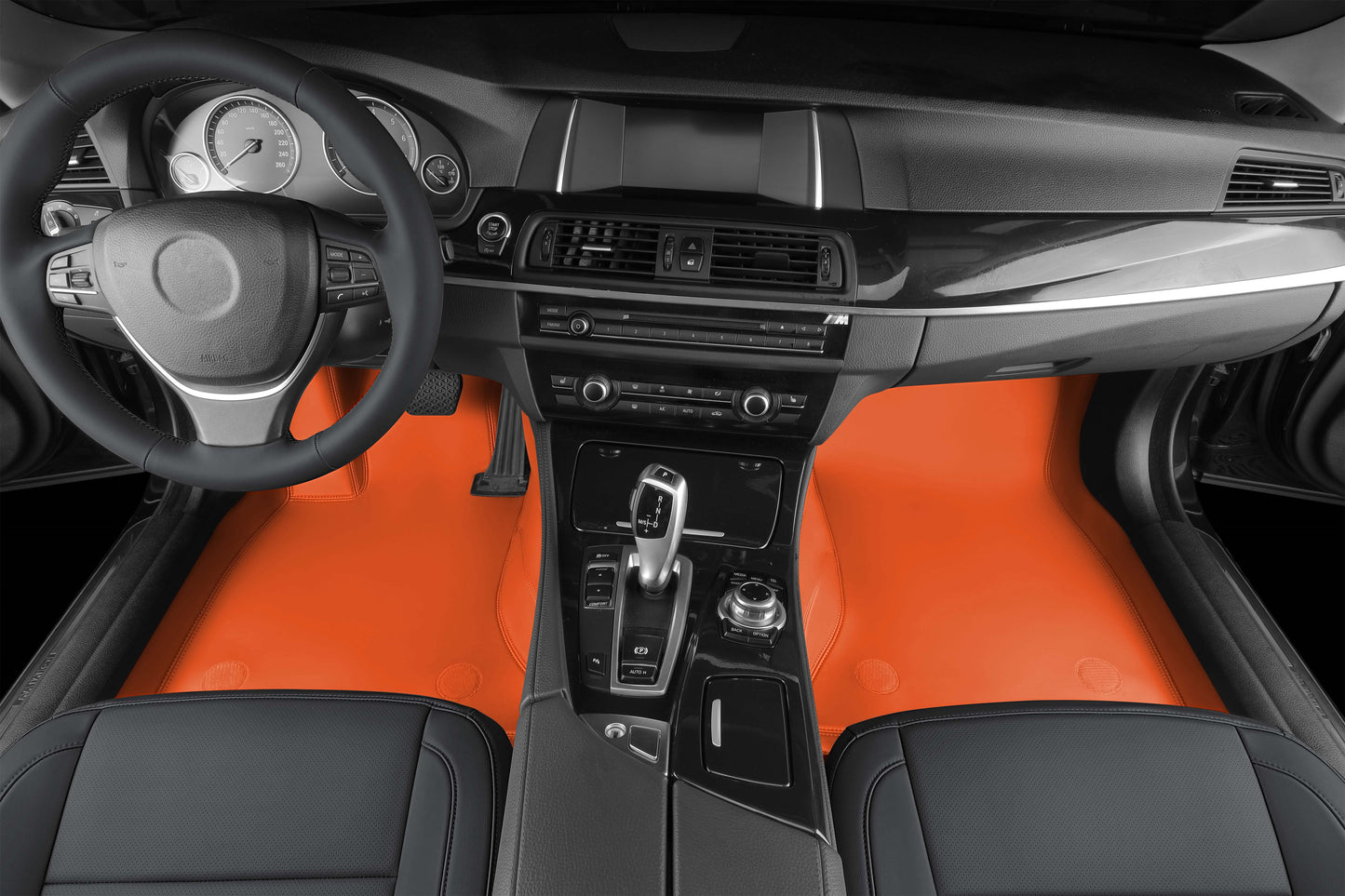 orange nappa leather bottom layer car mat for bmw