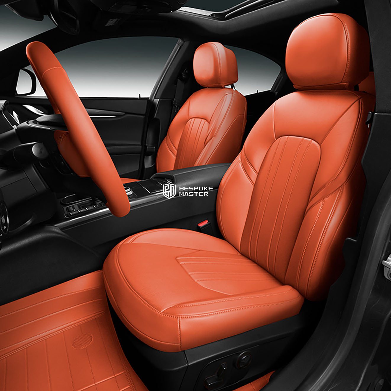 orange nappa leather car seat cover for maserati