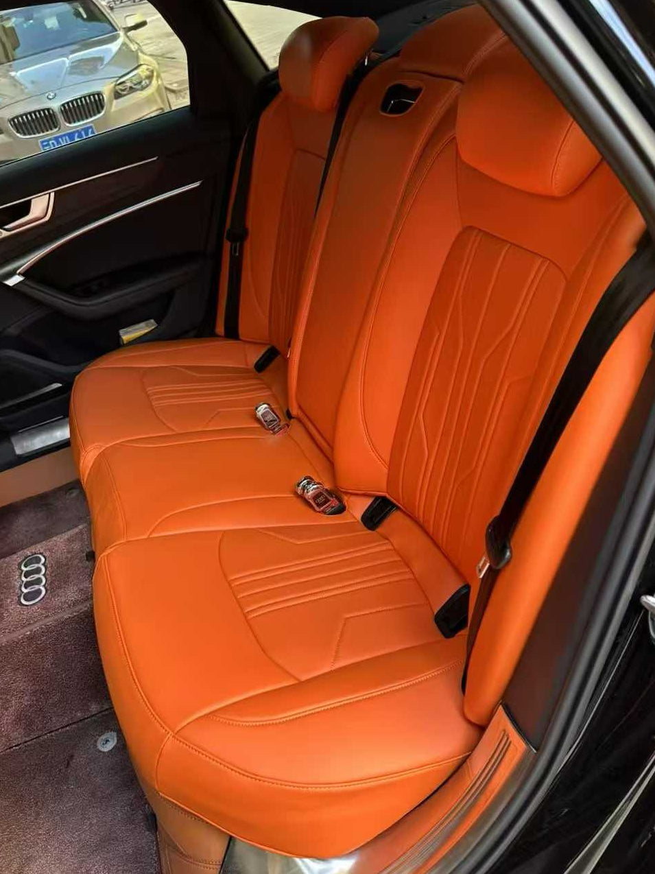 Orange Leather Seat Covers Luxury Nappa Leather Custom Car Seat Covers for Audi A6L