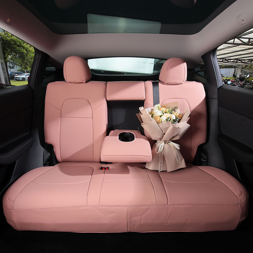 pink leather car interior accessories for tesla