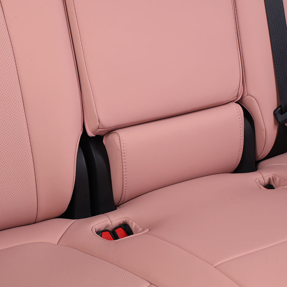 pink leather car seat cover for tesla model y