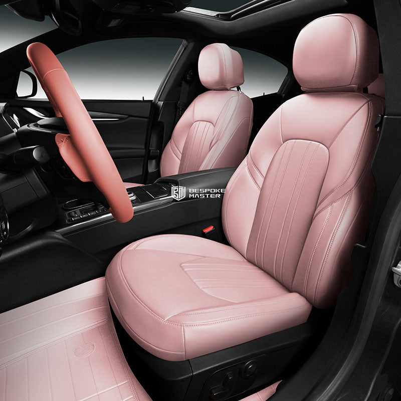 pink nappa leather car seat cover for maserati