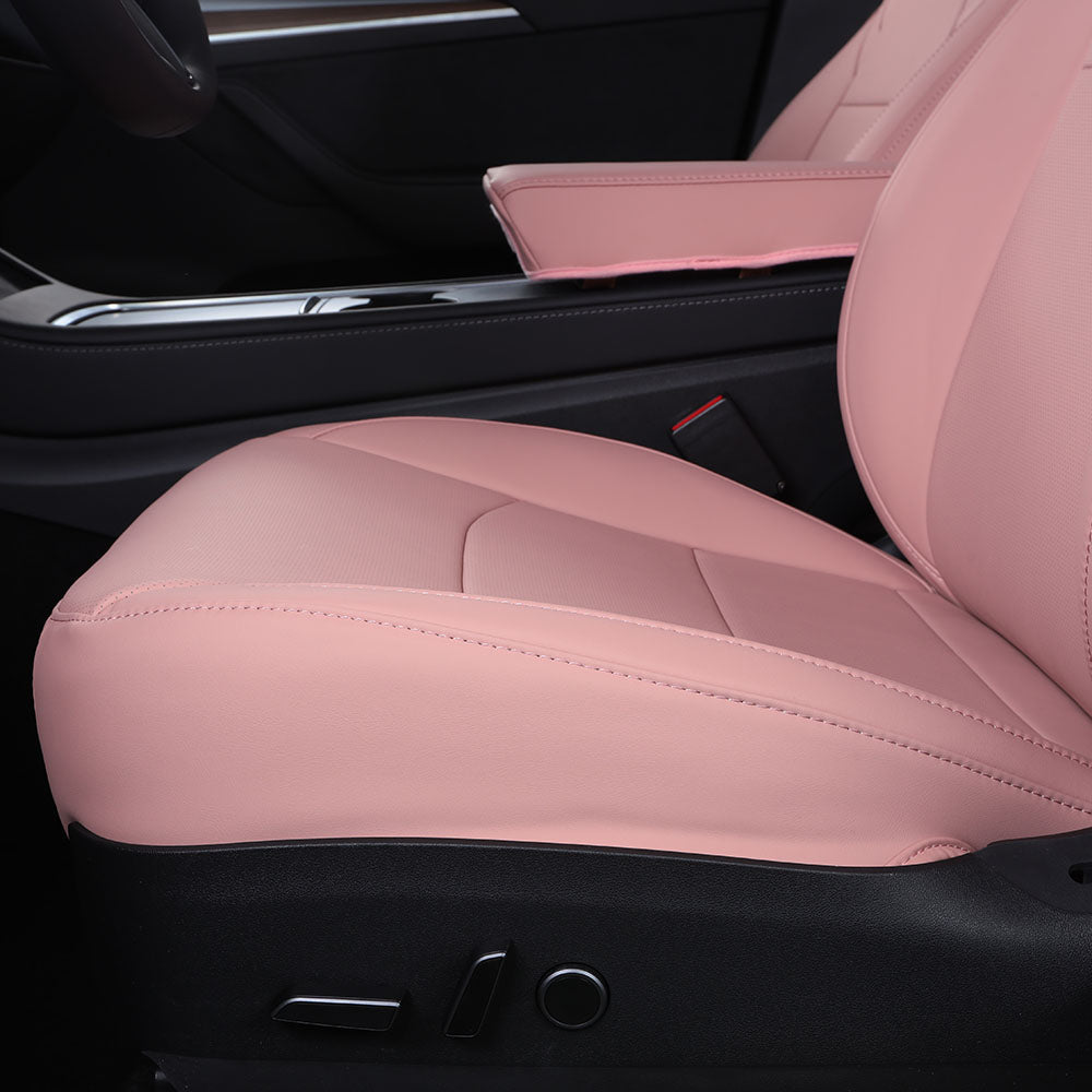 pink nappa leather front seat cover for tesla
