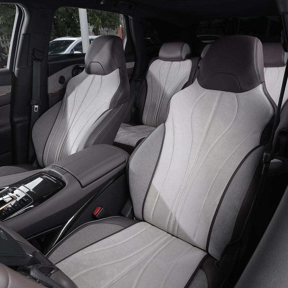 purple nappa leather gray velvet suede seat cover for byd interior