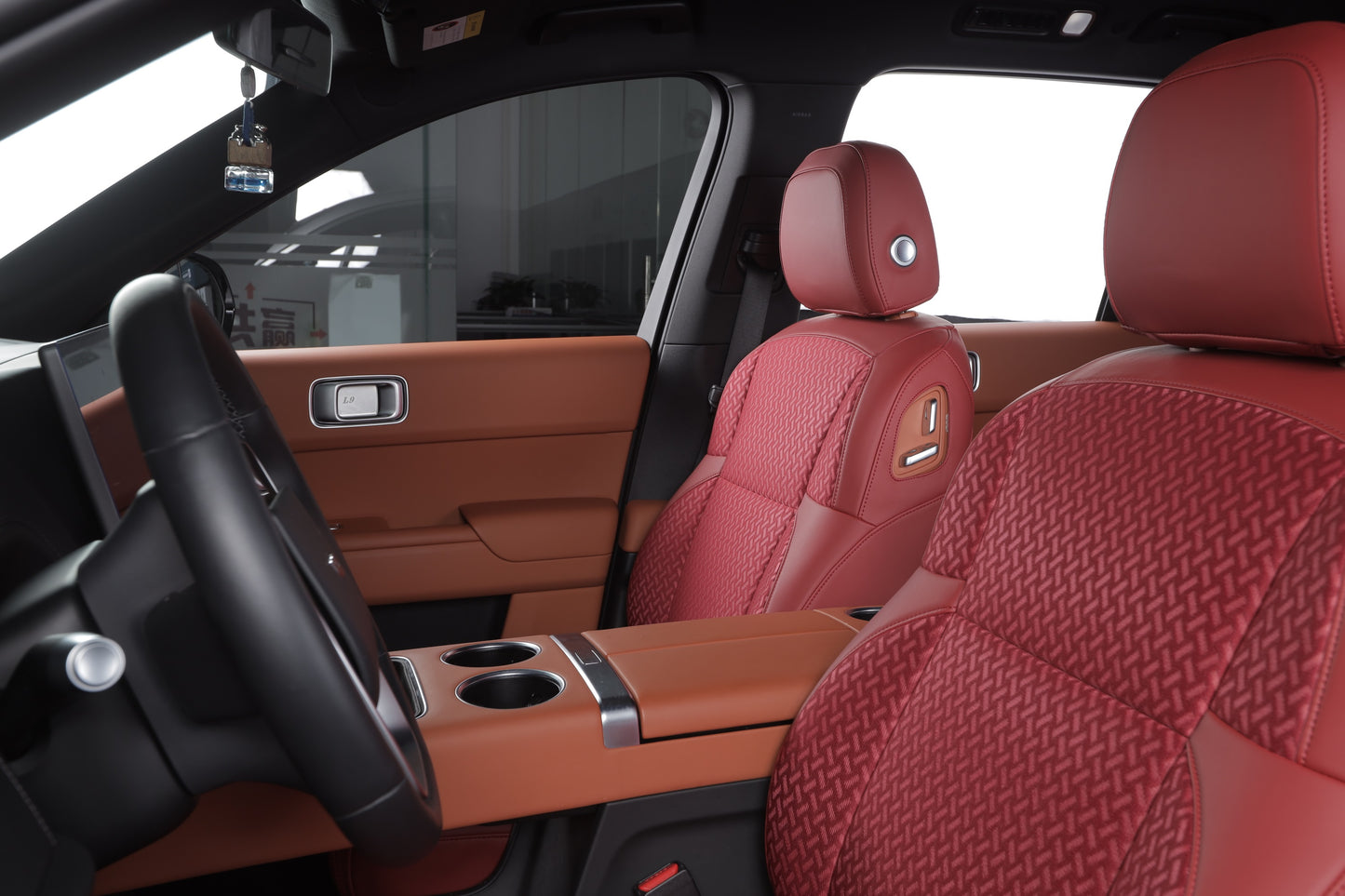 red leather and fabric custom seat covers for nissan