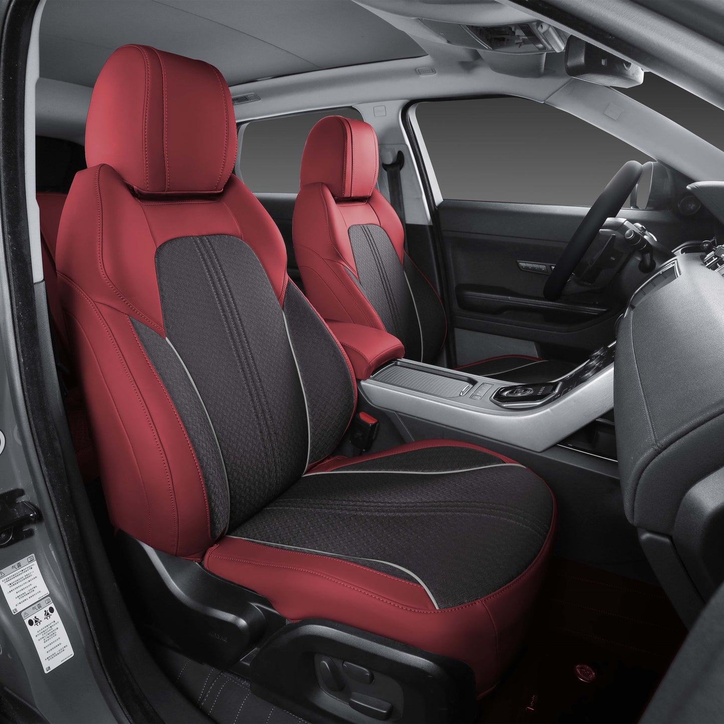 red nappa leather and black fabric seat cover for porsche