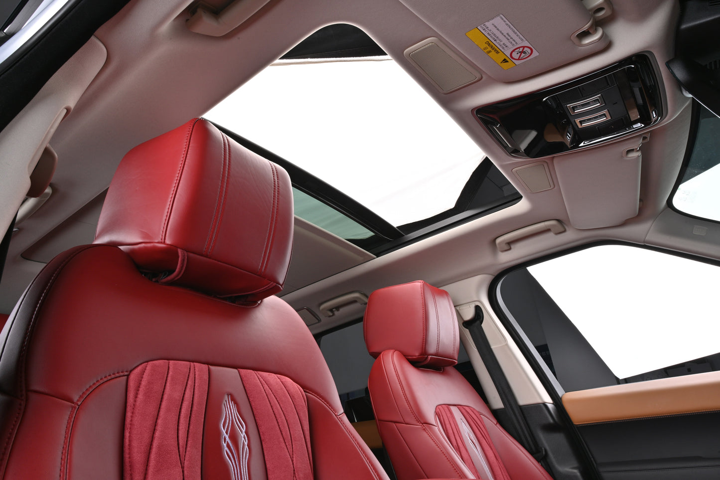 red nappa leather and velvet suede fabric seat cover for land rover