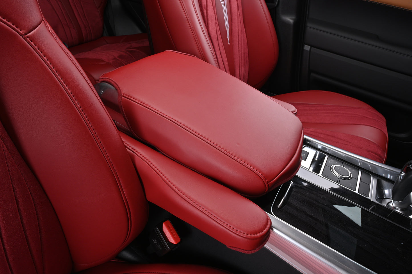 red nappa leather armrest cover for land rover