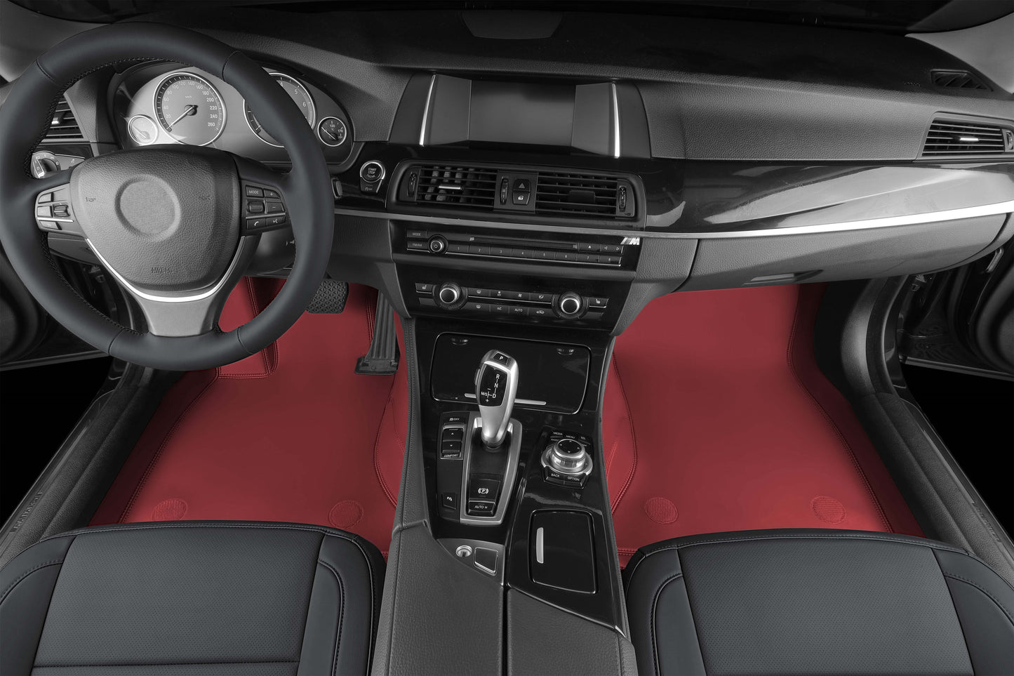red nappa leather bottom layer car mat for bmw