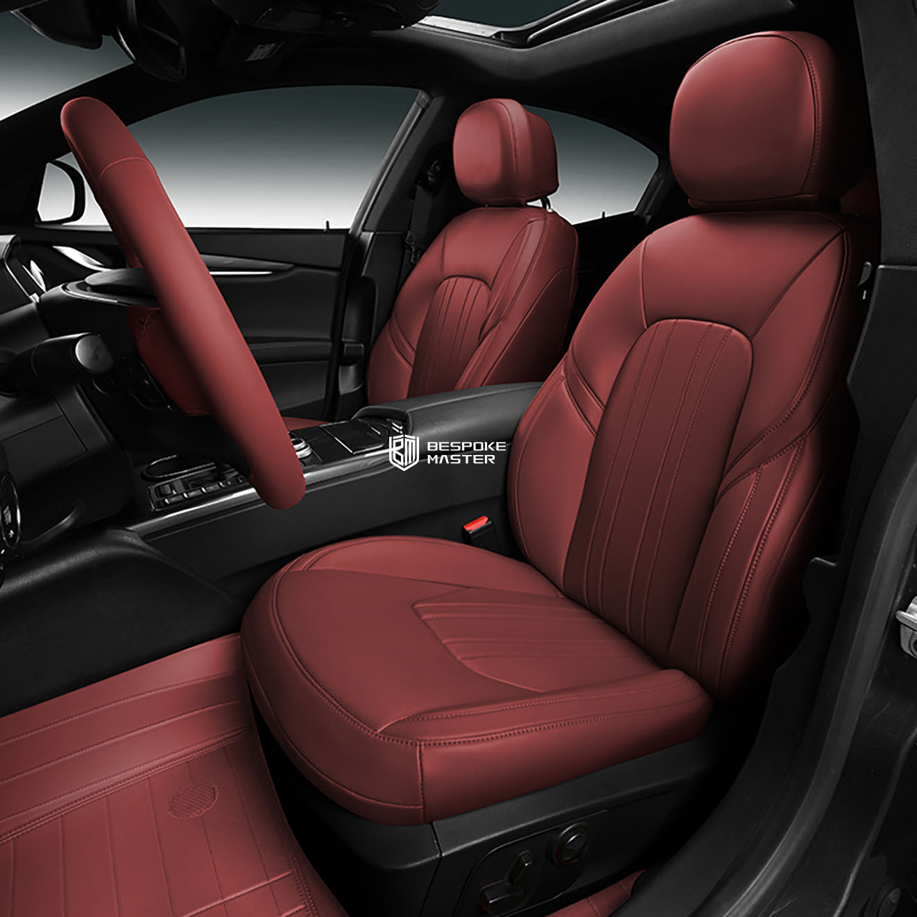 red nappa leather car seat cover for maserati