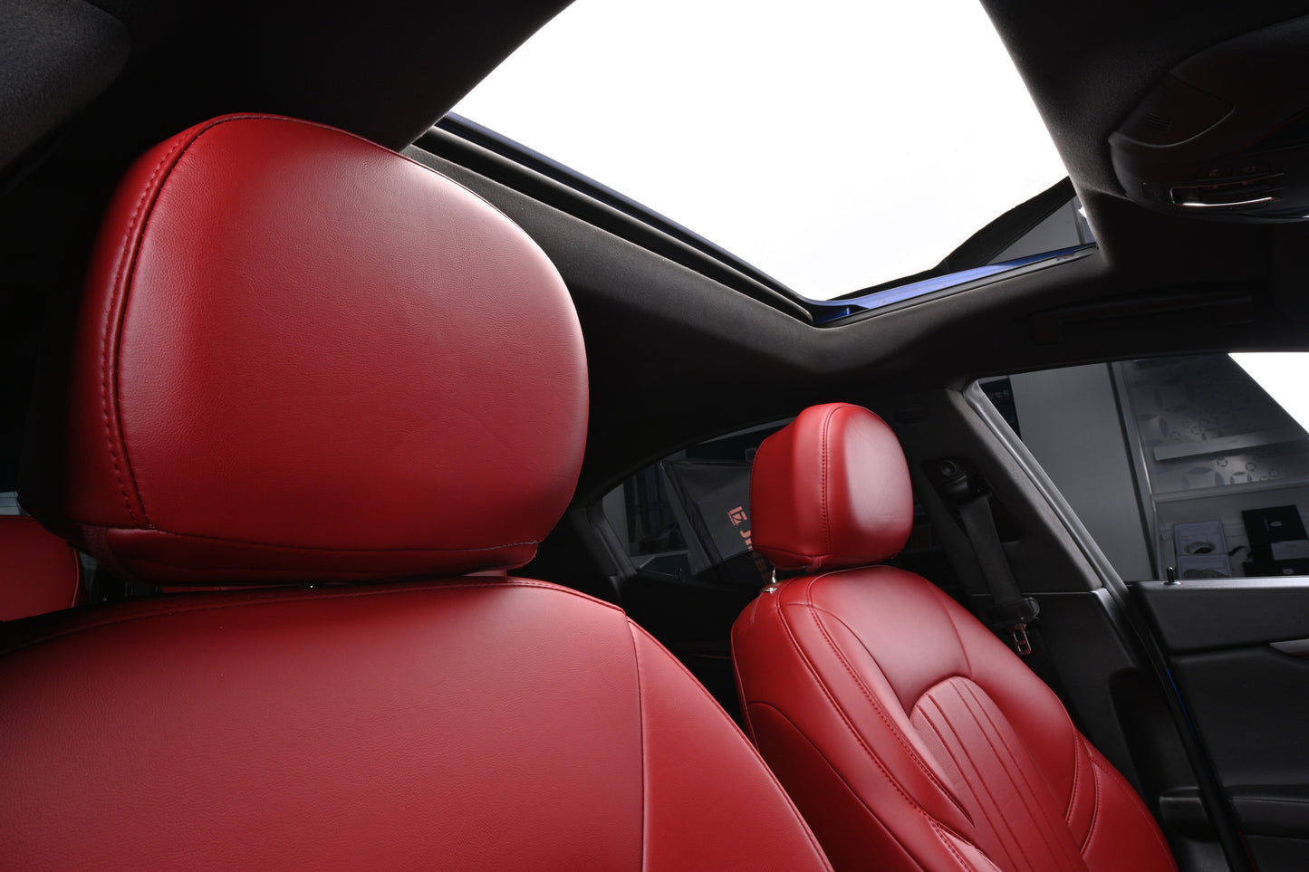 red nappa leather headrest cover for maserati