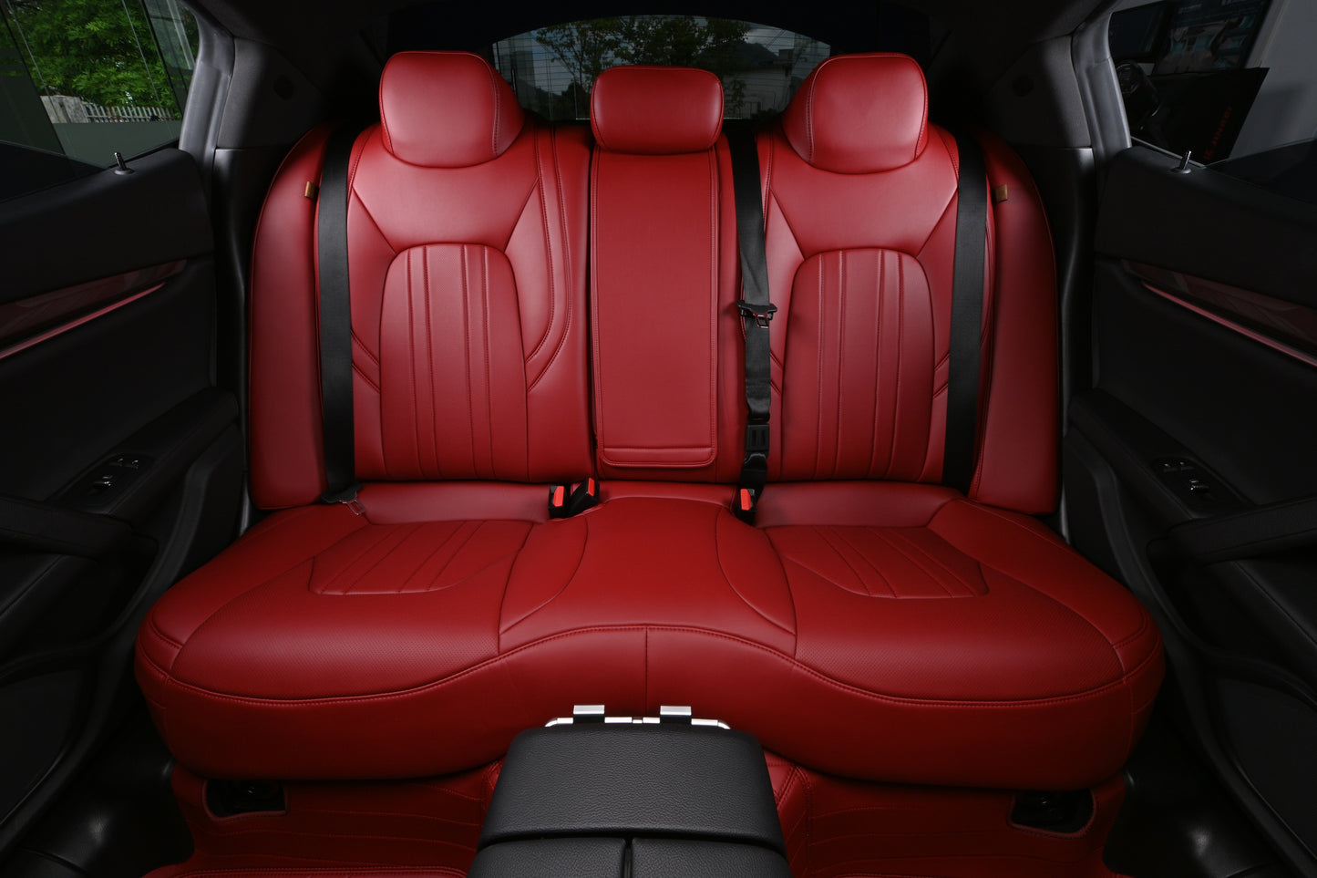 red nappa leather rear seat cover for maserati